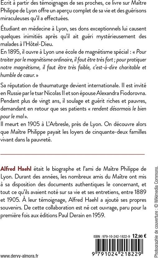Quatrième de couverture de « Vie et paroles du maître Philippe »