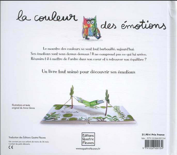 Quatrième de couverture de « LE MONSTRE DES COULEURS - LA COULEUR DES EMOTIONS - UN LIVRE TOUT ANIME »
