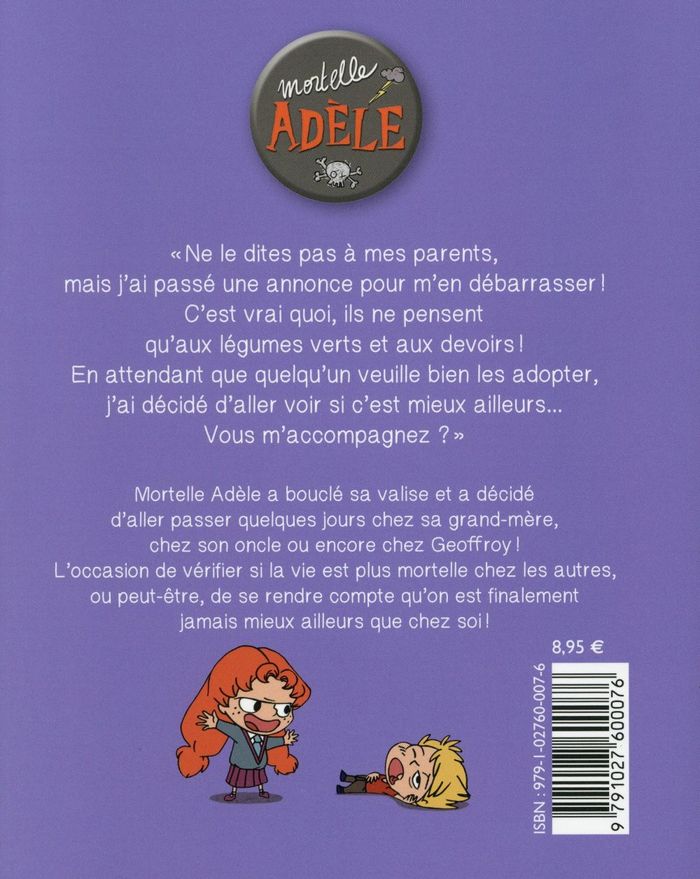 Quatrième de couverture de « BD MORTELLE ADELE, TOME 08 - PARENTS A VENDRE »