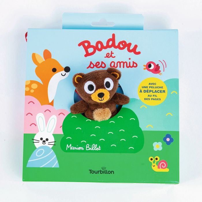 Couverture du livre « Badou et ses amis : avec une peluche à déplacer au fil des pages », librairie Les Contes Infusés à Corte