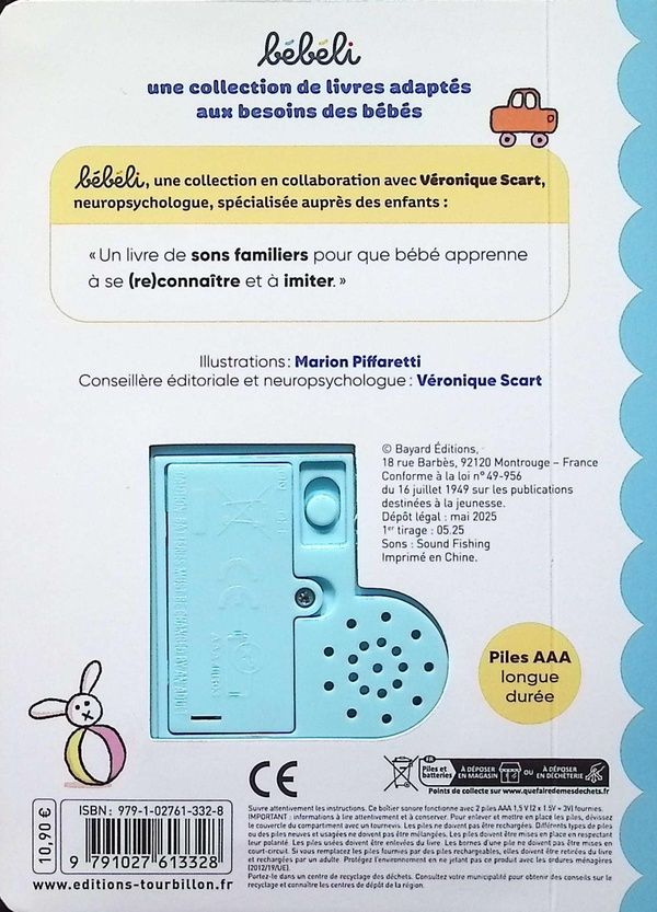 Quatrième de couverture de « Les bruits des bébés : livre sonore »