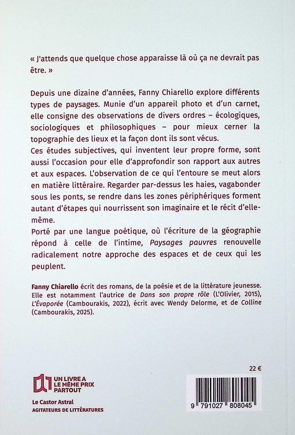 Quatrième de couverture de « Paysages pauvres : récit »