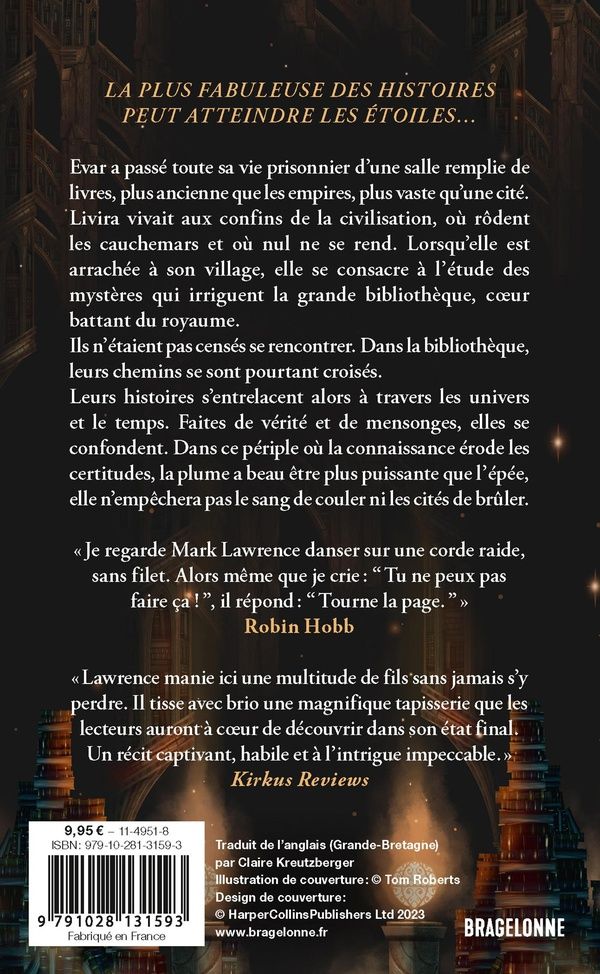 Quatrième de couverture de « LA TRILOGIE DE LA BIBLIOTHEQUE, T1 : LE LIVRE QUI REFUSAIT DE BRULER »