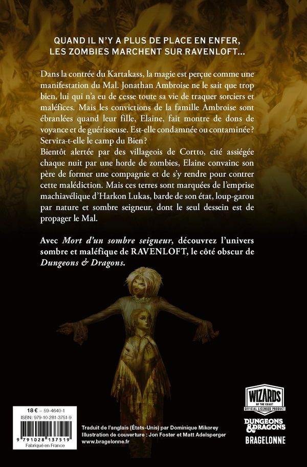 Quatrième de couverture de « Ravenloft : Mort d'un sombre seigneur »