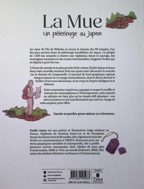 Quatrième de couverture de « LA MUE, UN PELERINAGE AU JAPON »