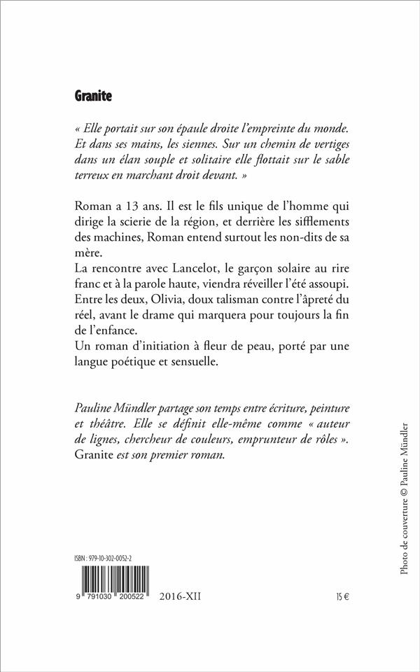 Quatrième de couverture de « GRANITE »