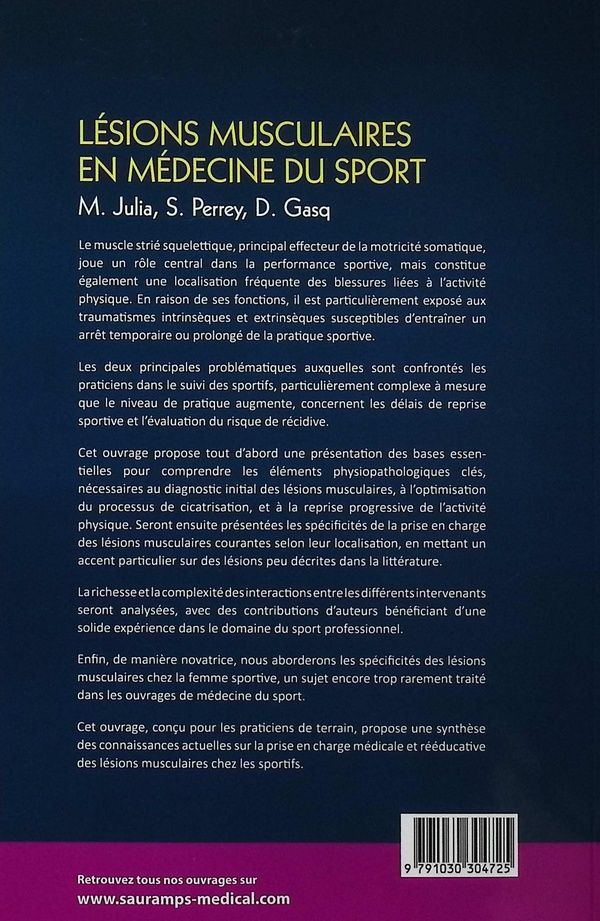 Quatrième de couverture de « Lésions musculaires en médecine du sport »