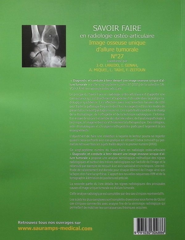 Quatrième de couverture de « Savoir faire en radiologie ostéo-articulaire : textes et cas cliniques »