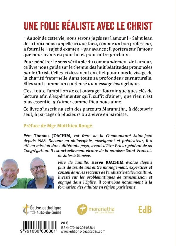 Quatrième de couverture de « Vivre des Béatitudes : aimer comme le Christ »