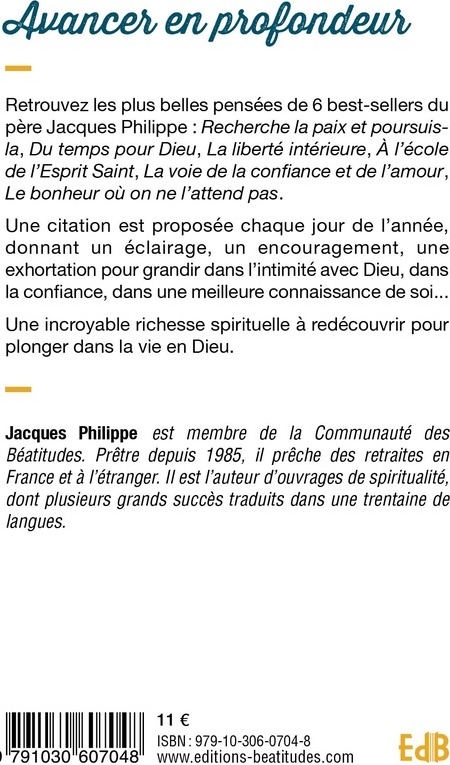 Quatrième de couverture de « 365 citations pour avancer dans la vie spirituelle »