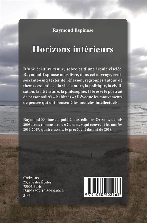 Quatrième de couverture de « HORIZONS INTERIEURS »