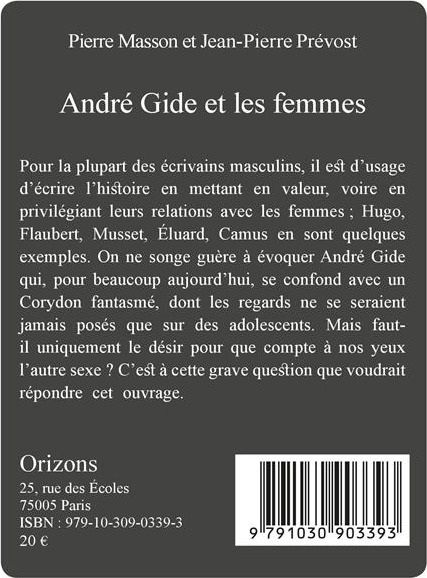 Quatrième de couverture de « ANDRE GIDE ET LES FEMMES »