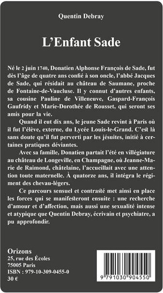 Quatrième de couverture de « L'ENFANT SADE »