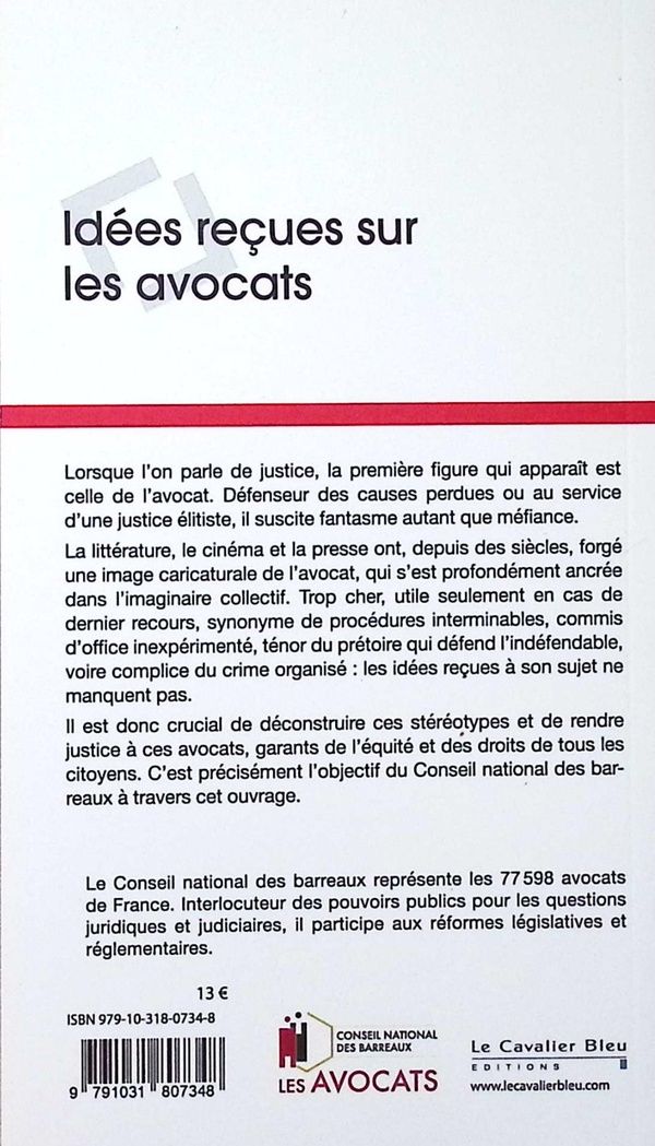 Quatrième de couverture de « Idées reçues sur les avocats »