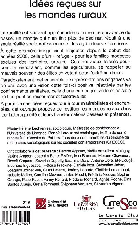 Quatrième de couverture de « Idées reçues sur les mondes ruraux : le rural, des vaches et des champs ? »