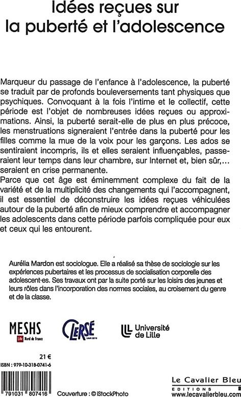 Quatrième de couverture de « Idées reçues sur la puberté et l'adolescence : passage d'âge et normes sociales »