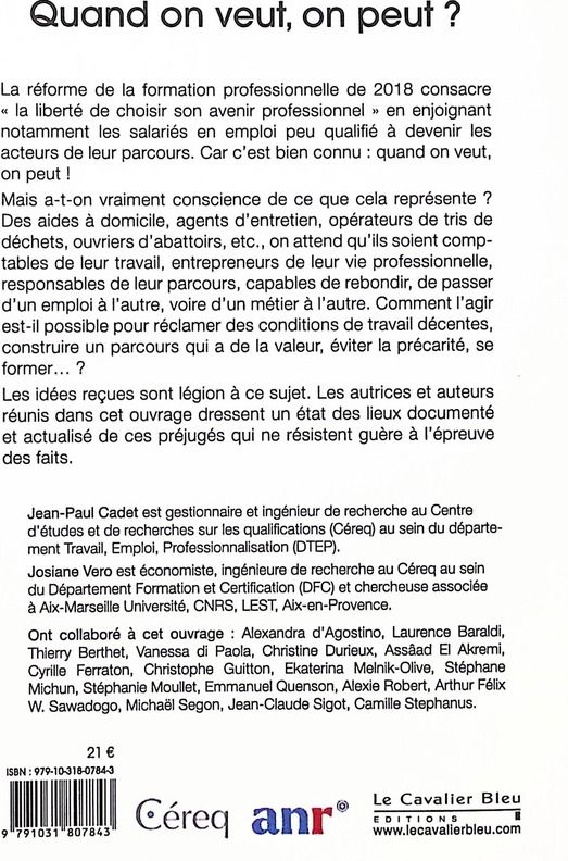 Quatrième de couverture de « Quand on veut, on peut ? : idées reçues sur les personnes en emploi peu qualifié »