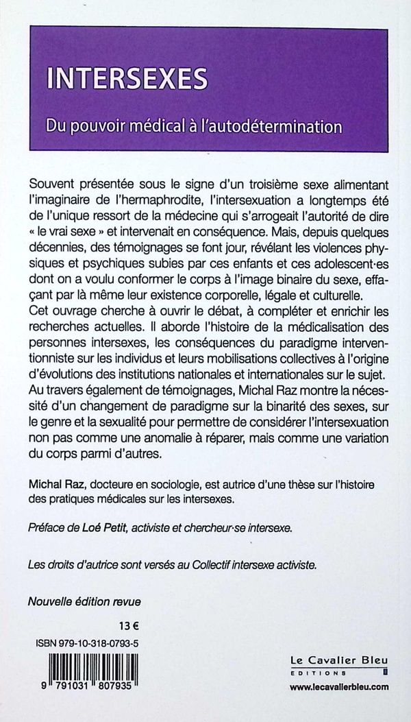 Quatrième de couverture de « Intersexes : du pouvoir médical à l'autodétermination »