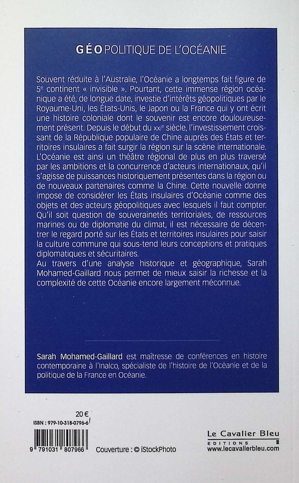 Quatrième de couverture de « Géopolitique de l'Océanie : décentrer le regard sur les états insulaires du Pacifique »