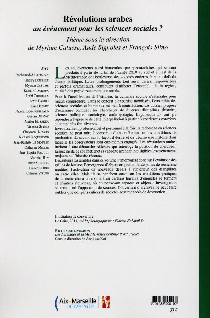 Quatrième de couverture de « REVOLUTIONS ARABES »