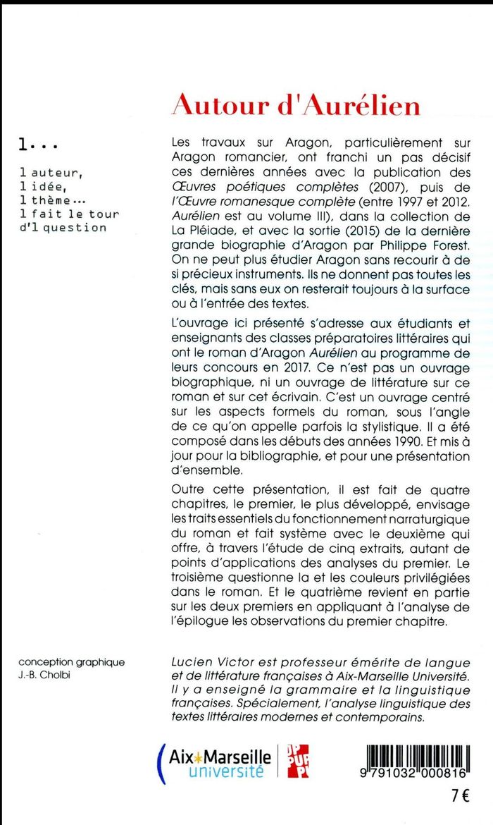 Quatrième de couverture de « AUTOUR D'AURELIEN »
