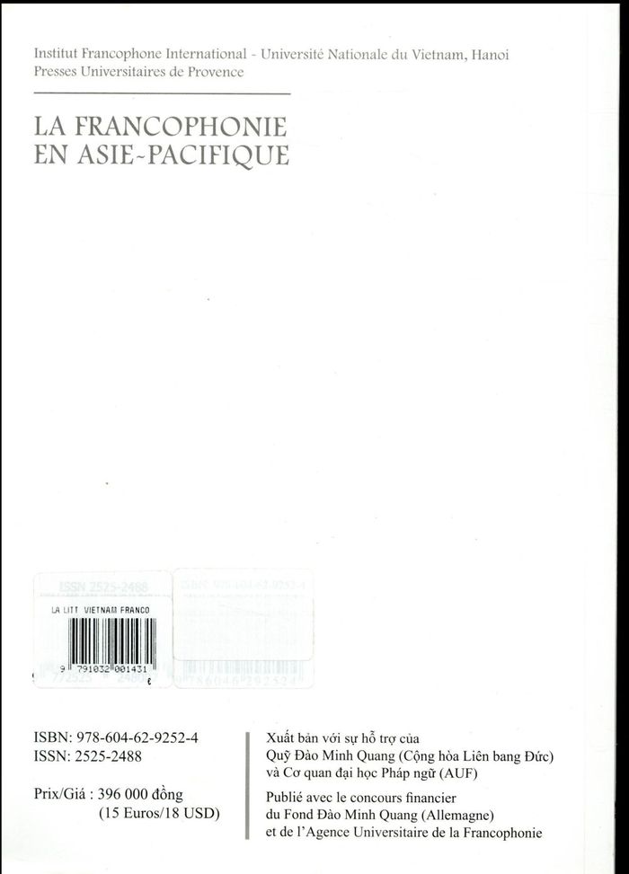 Quatrième de couverture de « LA LITTERATURE VIETNAMIENNE FRANCOPHONE »
