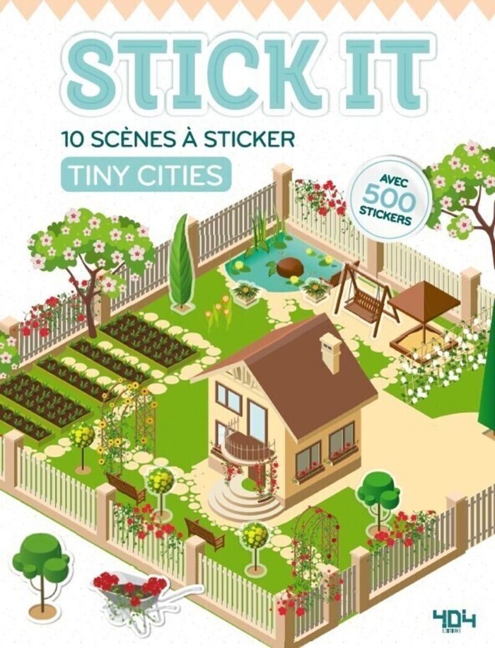 Couverture du livre « STICK IT - TINY CITIES - 10 SCENES A STICKER », librairie Les Contes Infusés à Corte