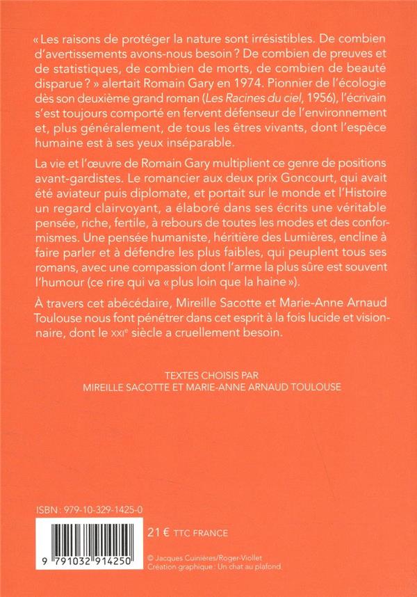 Quatrième de couverture de « L'abécédaire de Romain Gary »