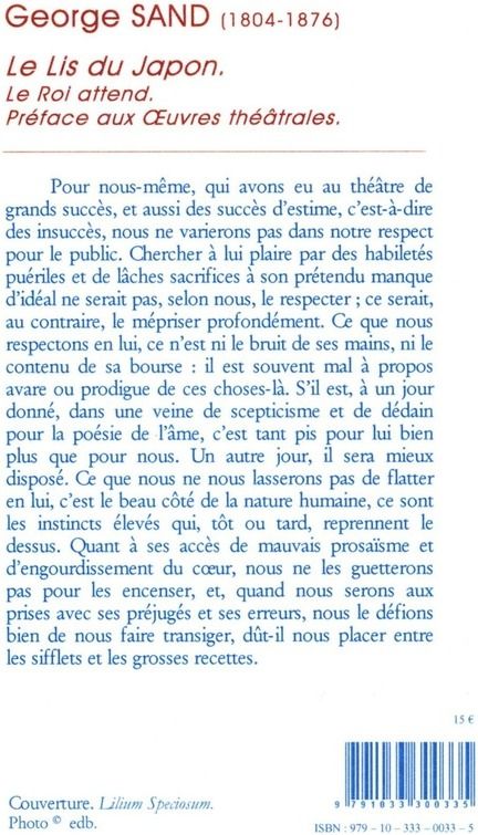 Quatrième de couverture de « Le lis du Japon »