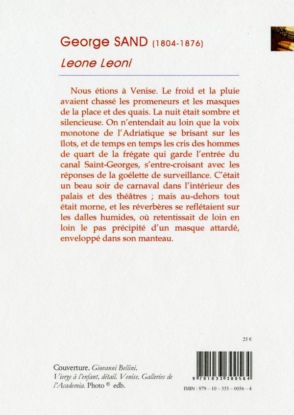 Quatrième de couverture de « LEONE LEONI »