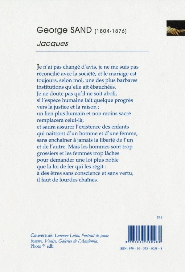 Quatrième de couverture de « Jacques »