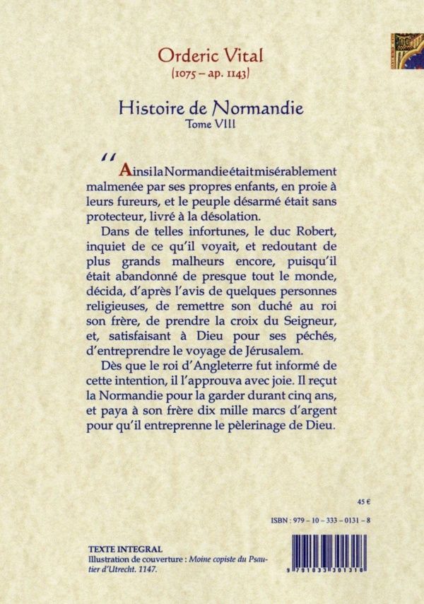 Quatrième de couverture de « HISTOIRE DE NORMANDIE. T.8 (LIVRES 8 ET 9) »
