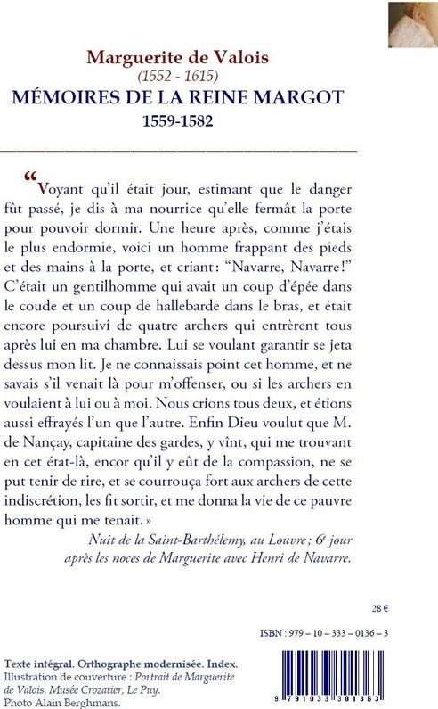 Quatrième de couverture de « Mémoires de la reine Margot : 1559-1582 »