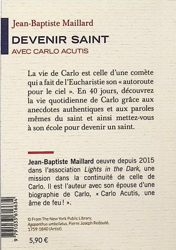 Quatrième de couverture de « Devenir saint avec Carlo Acutis »