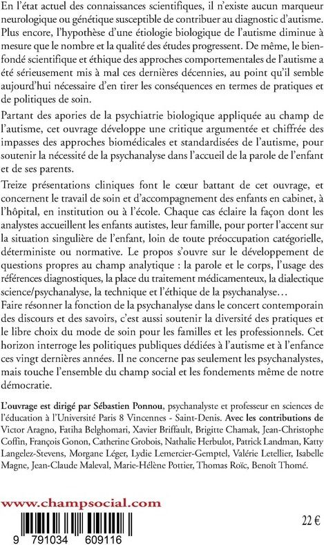 Quatrième de couverture de « À l'écoute des enfants autistes : le pari de la psychanalyse »