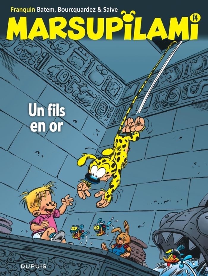 Couverture du livre « MARSUPILAMI - TOME 14 - UN FILS EN OR - NOUVELLE EDITION » de Bourcquardez/saive, librairie Les Contes Infusés à Corte