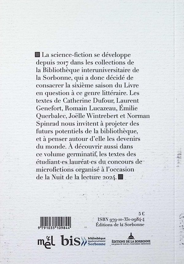 Quatrième de couverture de « Des écrivains à la bibliothèque de la Sorbonne »