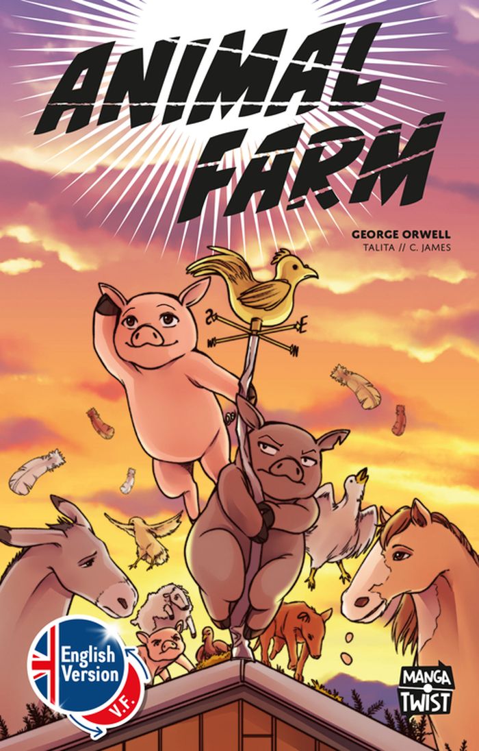 Couverture du livre « Animal Farm » de George Orwell, librairie Les Contes Infusés à Corte