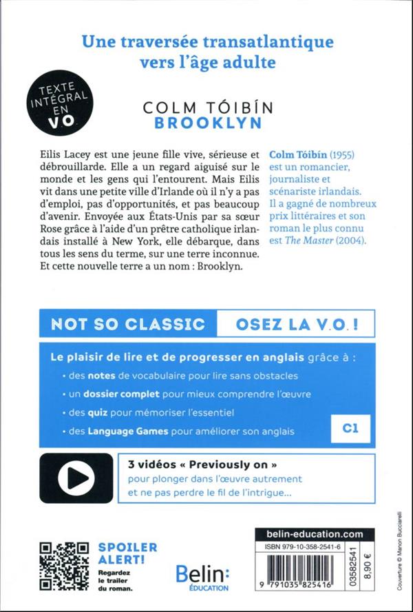 Quatrième de couverture de « BROOKLYN »