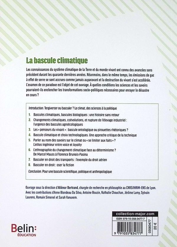 Quatrième de couverture de « La bascule climatique »