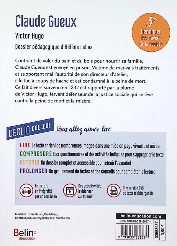 Quatrième de couverture de « Claude Gueux »