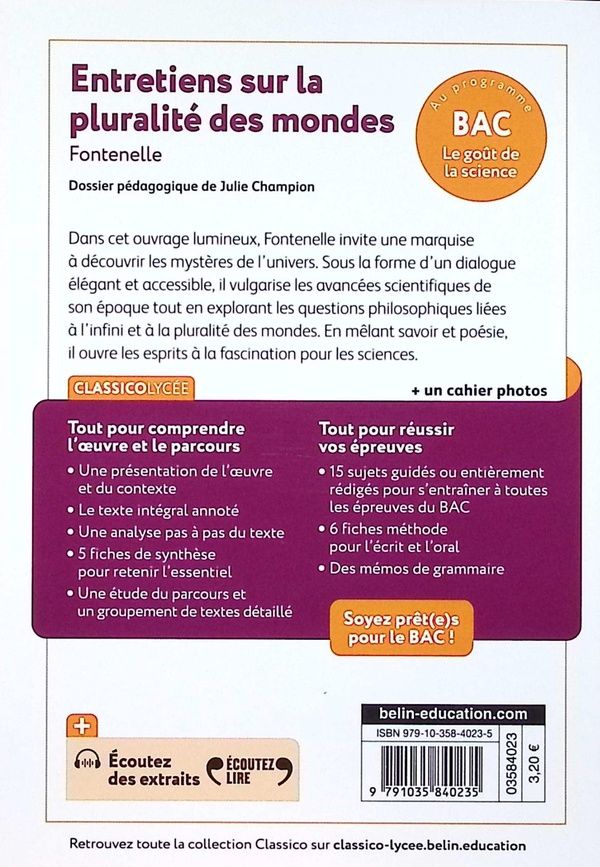 Quatrième de couverture de « Entretiens sur la pluralité des mondes »
