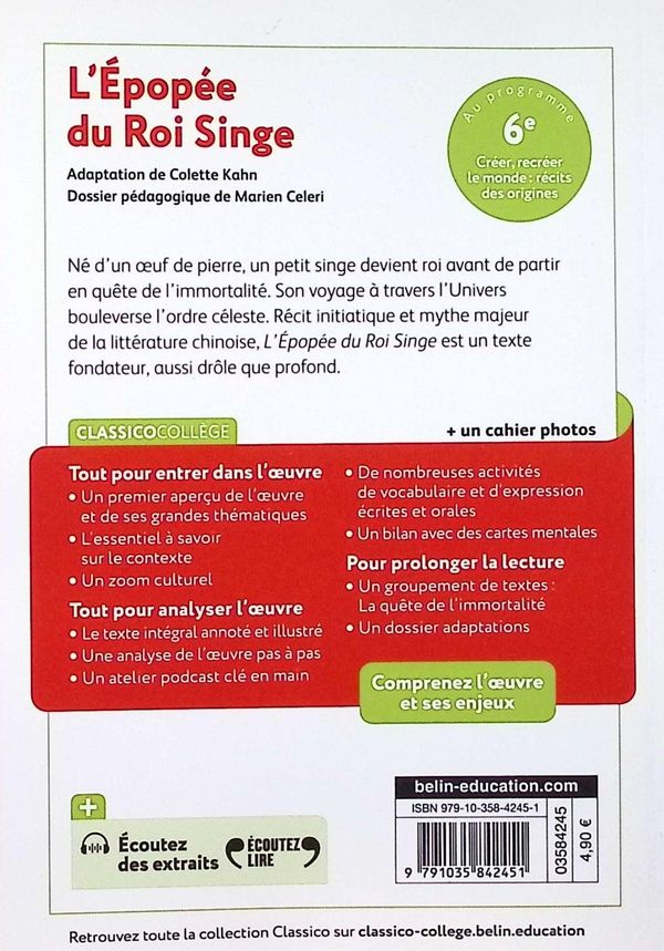 Quatrième de couverture de « L'épopée du roi singe »