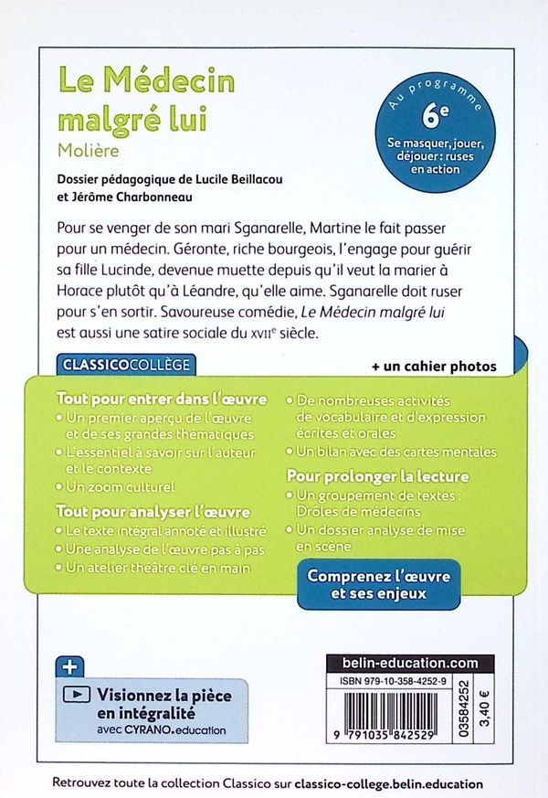 Quatrième de couverture de « Le médecin malgré lui »