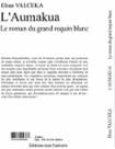 Quatrième de couverture de « L'aumakua : le roman du grand requin blanc »