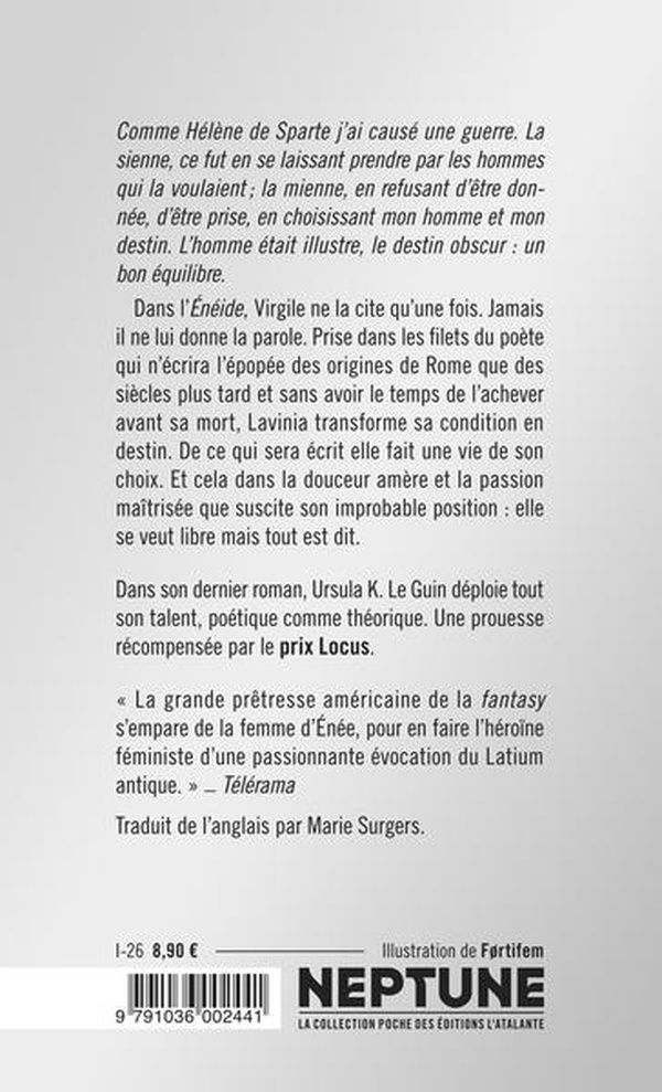 Quatrième de couverture de « Lavinia »