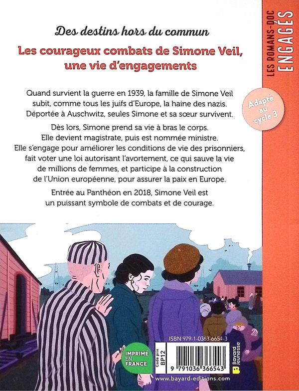 Quatrième de couverture de « Les courageux combats de Simone Veil, une vie d'engagements »