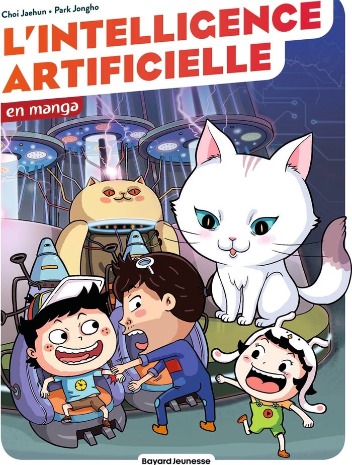 Couverture du livre « L'intelligence artificielle en manga : Le mystère du chat robot » de Baptiste Massa, librairie Les Contes Infusés à Corte