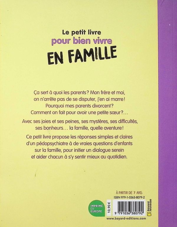 Quatrième de couverture de « Le petit livre pour bien vivre en famille »