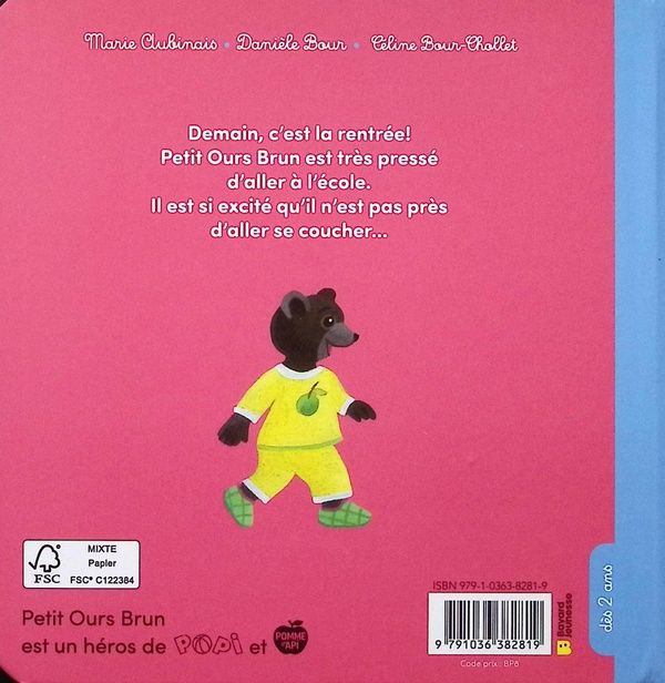 Quatrième de couverture de « Petit Ours brun se prépare pour l'école »